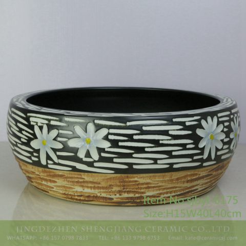 sjbyl-6175 Desert flower style Chinese style ceramic basin wash basin octagonal do used high quality washroom washsink