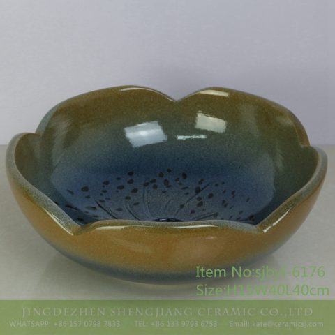 sjbyl-6176 Star point flower glaze style Chinese style washroom washsink ceramic basin wash basin beautiful high quality