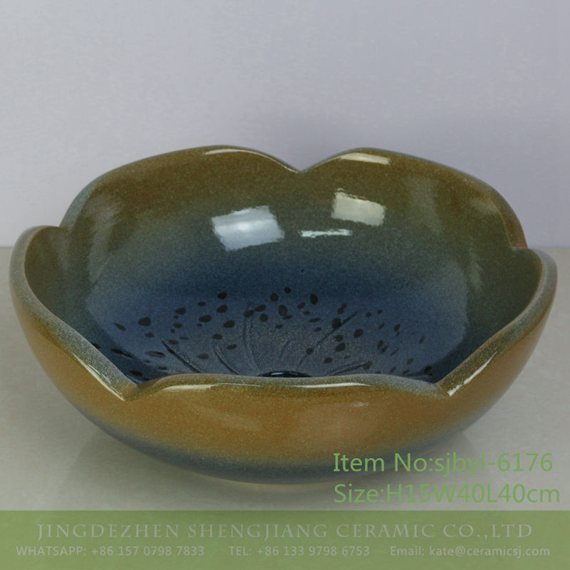 sjbyl-6176-星点花釉 sjbyl-6176 Star point flower glaze style Chinese style washroom washsink ceramic basin wash basin beautiful high quality - shengjiang  ceramic  factory   porcelain art hand basin wash sink
