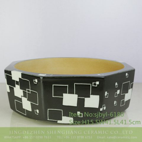 sjbyl-6180 Shengjiang washsink Octagonal box fashion design high quality ceramic basin wash basin beautiful high-grade hand-painted