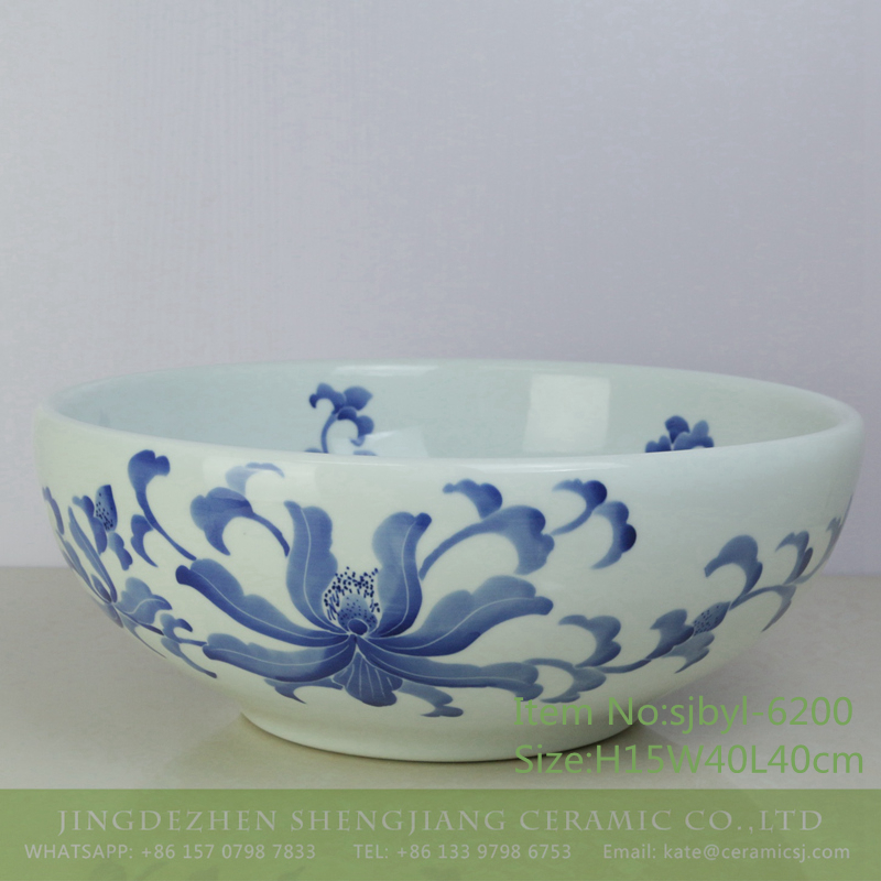 sjbyl-6200-连理枝 sjbyl-6200 The lavabo of high quality pottery and porcelain basin is beautiful high-grade hand painted with blue and white porcelain - shengjiang  ceramic  factory   porcelain art hand basin wash sink