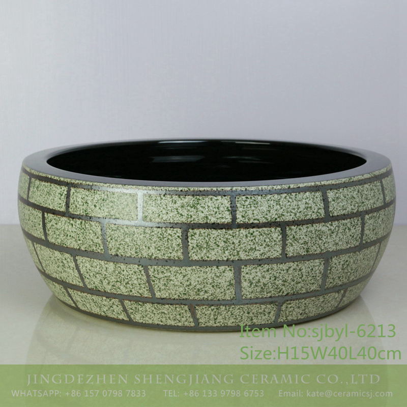 sjbyl-6213-石砖 sjbyl-6213 Wash basin bathroom wash sink Chinese ceramic jingdezhen porcelain to do old teal stone brick grain - shengjiang  ceramic  factory   porcelain art hand basin wash sink