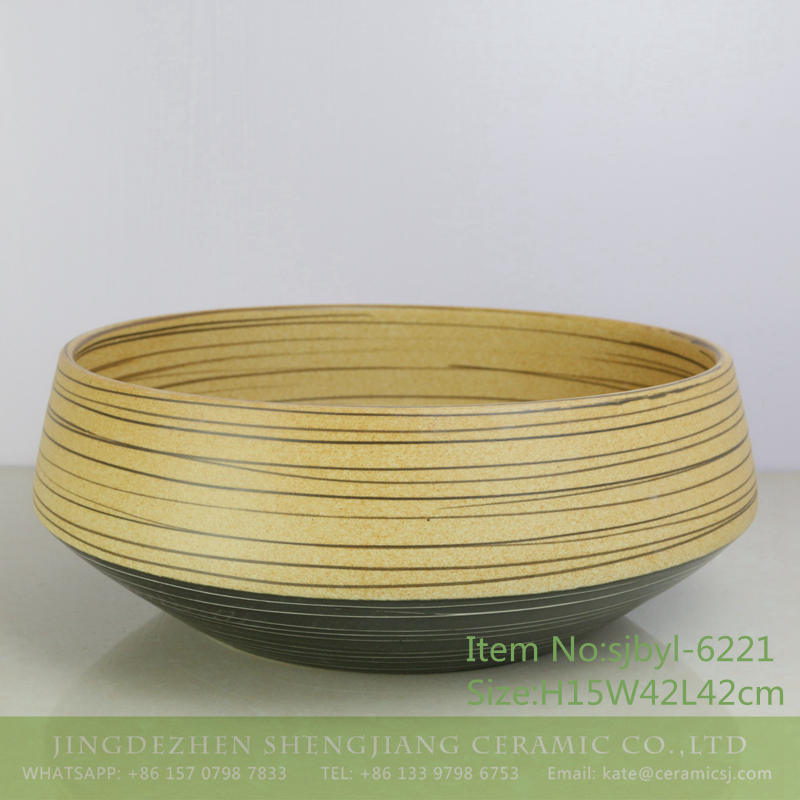 sjbyl-6221-半黄线圈-3 sjbyl-6221 Chinese yellow coil ceramics jingdezhen porcelain washbasin bathroom washbasin washsink - shengjiang  ceramic  factory   porcelain art hand basin wash sink