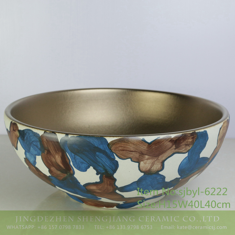 sjbyl-6222-大色块-1 sjbyl-6222 Large block of fashionable and beautiful porcelain jingdezhen porcelain wash basin bathroom wash sink washbasin washsink - shengjiang  ceramic  factory   porcelain art hand basin wash sink