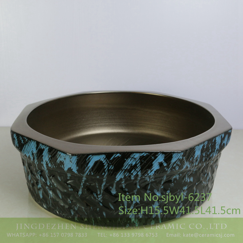 sjbyl-6237-八角亚金泼料-1 sjbyl-6237 Jingdezhen porcelain and ceramic basin octagonal inferior jinpu material wash basin daily washbasin bathroom balcony - shengjiang  ceramic  factory   porcelain art hand basin wash sink