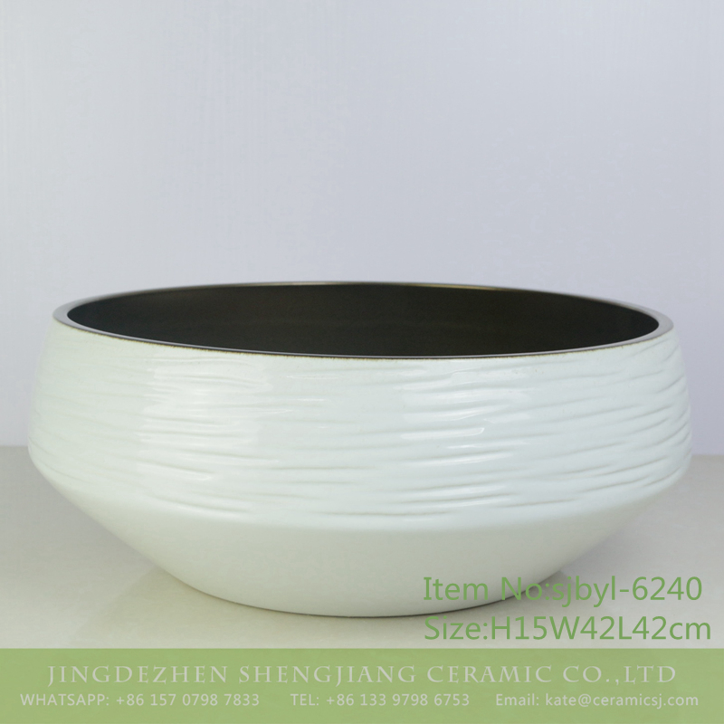 sjbyl-6240-内亚金外白刀刻 sjbyl-6240 Internal sub-gold exterior white jingdezhen porcelain basin wash basin daily washbasin bathroom balcony - shengjiang  ceramic  factory   porcelain art hand basin wash sink