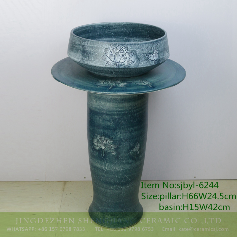 sjbyl-6244-茶色荷花3号 sjbyl-6244 Jingdezhen porcelain tea color lotus no. 3 ceramic basin wash basin daily washbasin bathroom handcrafted - shengjiang  ceramic  factory   porcelain art hand basin wash sink