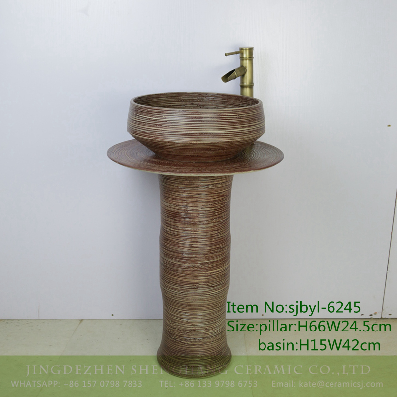 sjbyl-6245-深铁红刀刻 sjbyl-6245 Dark red iron oxide cutter lines of jingdezhen porcelain ceramic basin to wash toilet lavabo bathroom balcony - shengjiang  ceramic  factory   porcelain art hand basin wash sink