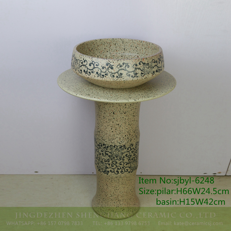 sjbyl-6248-红墨点穿枝莲菊瓣 sjbyl-6248 Red ink point wear branch lotus chrysanthemum petals jingdezhen porcelain porcelain basin wash basin daily washbasin bathroom - shengjiang  ceramic  factory   porcelain art hand basin wash sink