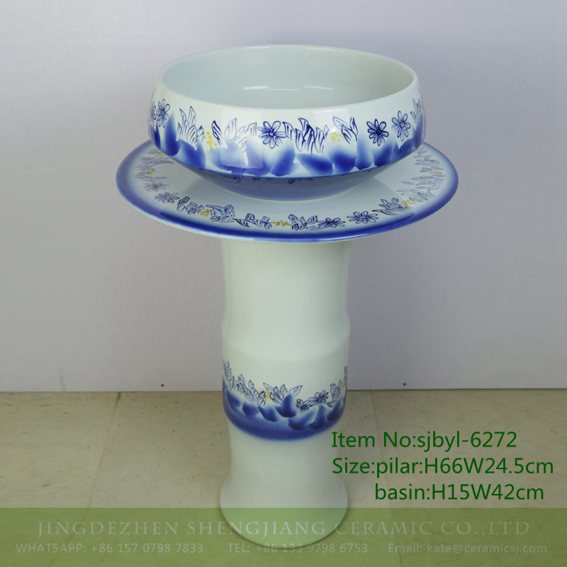 sjbyl-6272-海上荷花-2 sjbyl-6272 Wash basin traditional sea lotus pattern jingdezhen porcelain daily wash basin toilet bathroom ceramic basin - shengjiang  ceramic  factory   porcelain art hand basin wash sink