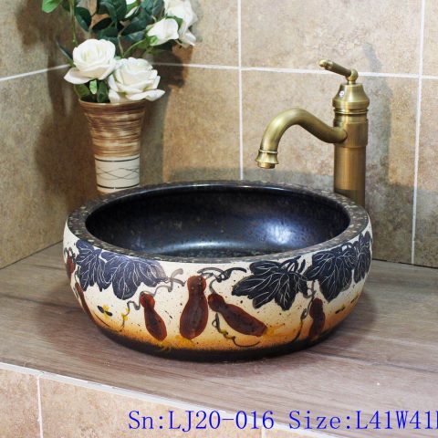 LJ20-016 Jingdezhen creative gourd decorative ceramic washbasin