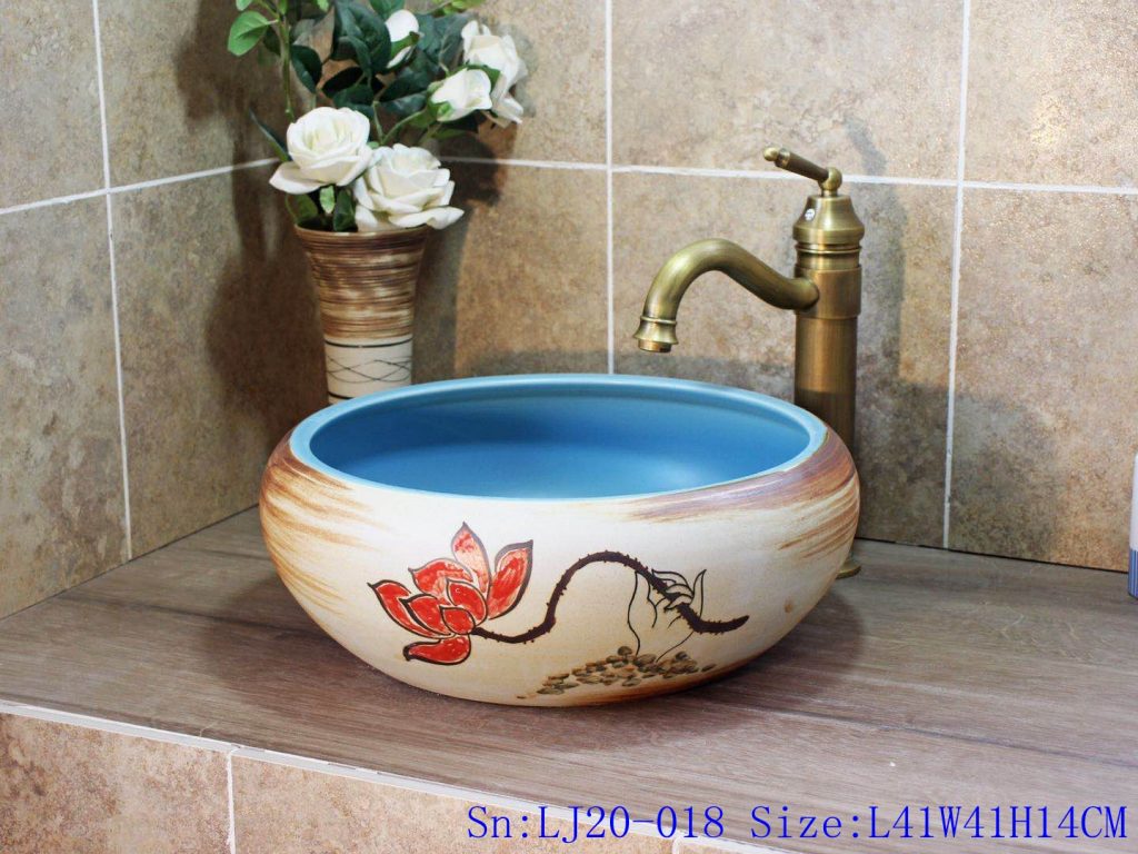 LJ20-018-1024x768 LJ20-018 Holding lotus flower creative decorative round ceramic washbasin - shengjiang  ceramic  factory   porcelain art hand basin wash sink