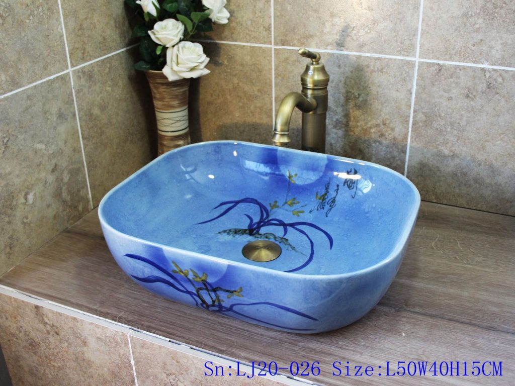 LJ20-026-1024x768 LJ20-026 Hand-painted orchid-patterned round ceramic washbasin - shengjiang  ceramic  factory   porcelain art hand basin wash sink