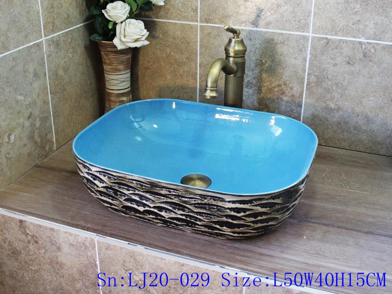 LJ20-029 LJ20-029 Special ceramic wash basin with wavy shape pattern - shengjiang  ceramic  factory   porcelain art hand basin wash sink