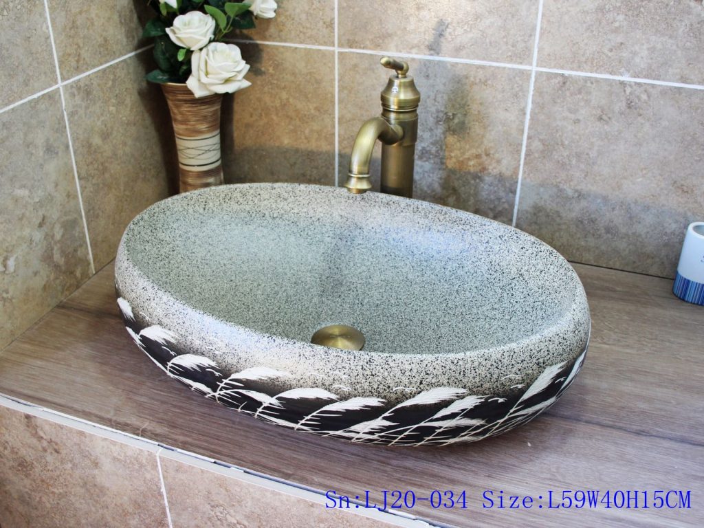 LJ20-034-1024x768 LJ20-034 Jingdezhen oval ceramic washing basin with reed pattern - shengjiang  ceramic  factory   porcelain art hand basin wash sink