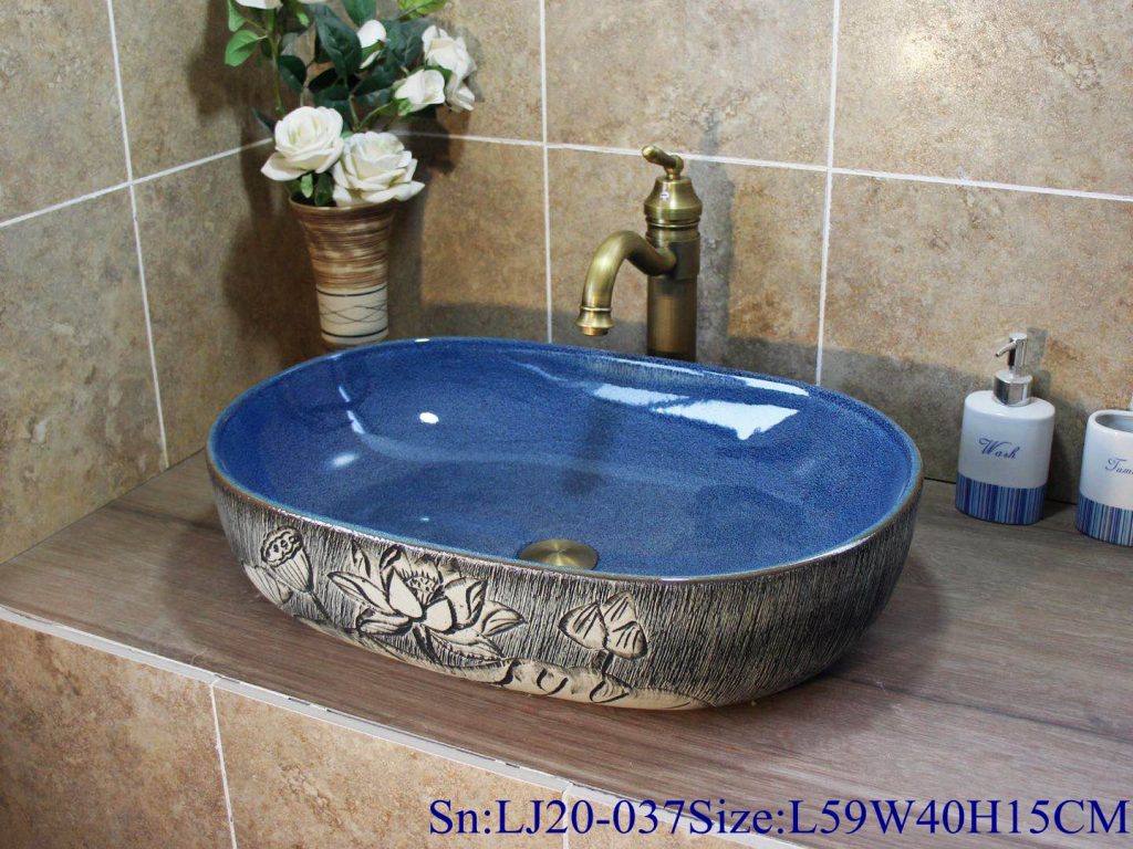 LJ20-037-1024x768 LJ20-037 Creative hand-painted lotus wax gourd shaped washbasin - shengjiang  ceramic  factory   porcelain art hand basin wash sink