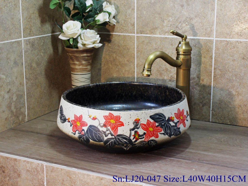 LJ20-047-1024x768 LJ20-047Hand-painted remote sunset design square washbasin - shengjiang  ceramic  factory   porcelain art hand basin wash sink