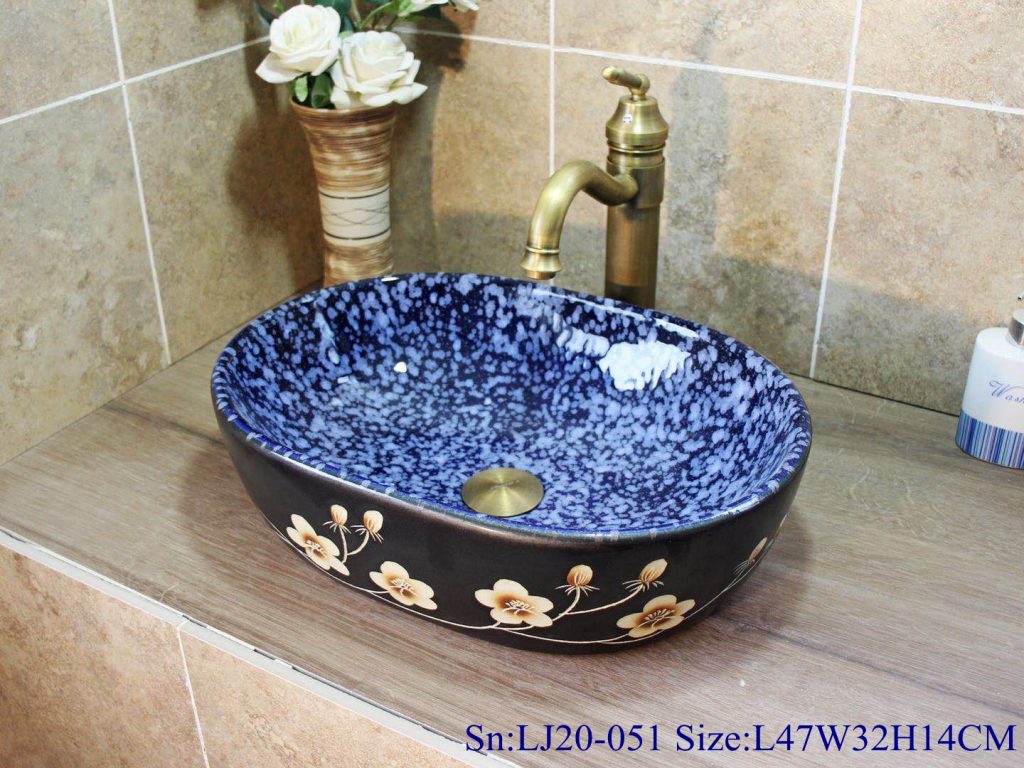 LJ20-051小冬瓜2号L47W32H14-1024x768 LJ20-051 Hand-painted remote sunset design square washbasin - shengjiang  ceramic  factory   porcelain art hand basin wash sink