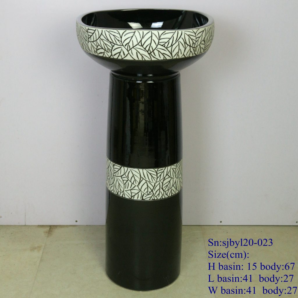 sjbyl20-023-套盆-乌金白树叶3-1024x1024 sjby120-023 Hand-painted washbasin with white leaf pattern - shengjiang  ceramic  factory   porcelain art hand basin wash sink