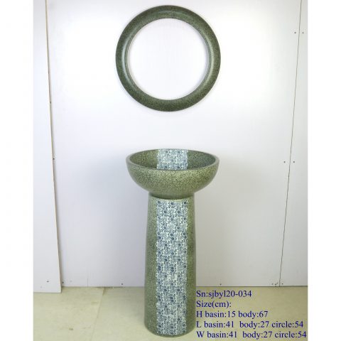 sjby120-034 Jingdezhen handmade chrysanthemum full of lace pattern washbasin