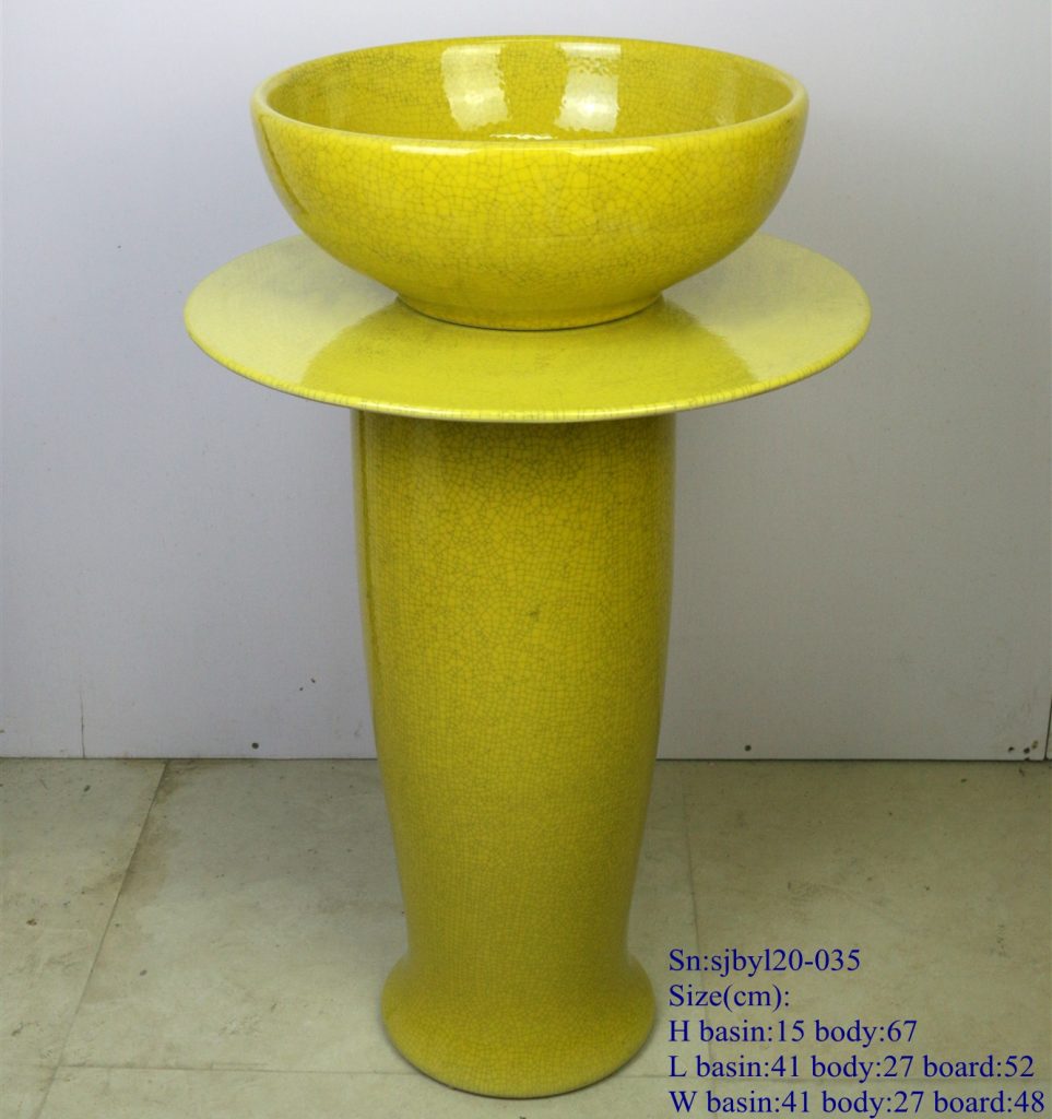 sjbyl20-035-套盆-黄纹片1-963x1024 sjby120-035 Jingdezhen hand - made washbasin with yellow pattern - shengjiang  ceramic  factory   porcelain art hand basin wash sink