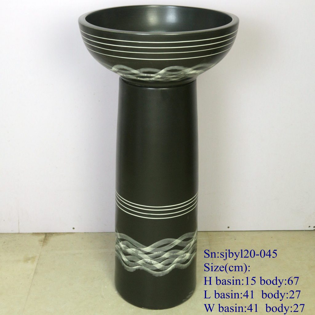 sjbyl20-045-套盆-波纹丝线3-1024x1024 sjby120-045 Jingdezhen handmade corrugated silk line pattern washbasin - shengjiang  ceramic  factory   porcelain art hand basin wash sink