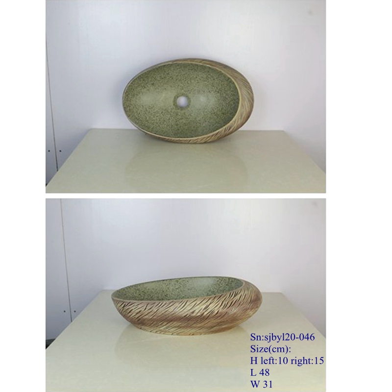 sjbyl20-046-雨花石 sjby120-046 Shengjiang special  riverstones ceramic washbasin - shengjiang  ceramic  factory   porcelain art hand basin wash sink