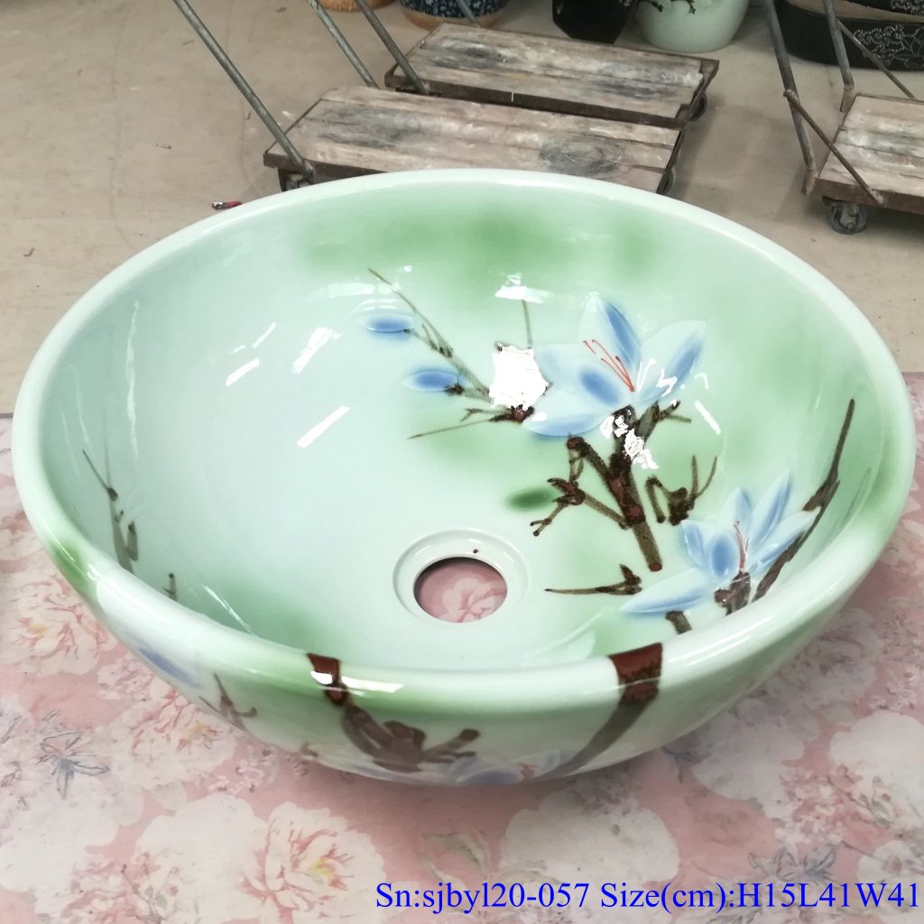 sjbyl20-057-小玉兰花2-1024x1024 sjby120-057 Hand painted jade orchid wash basin in Jingdezhen - shengjiang  ceramic  factory   porcelain art hand basin wash sink