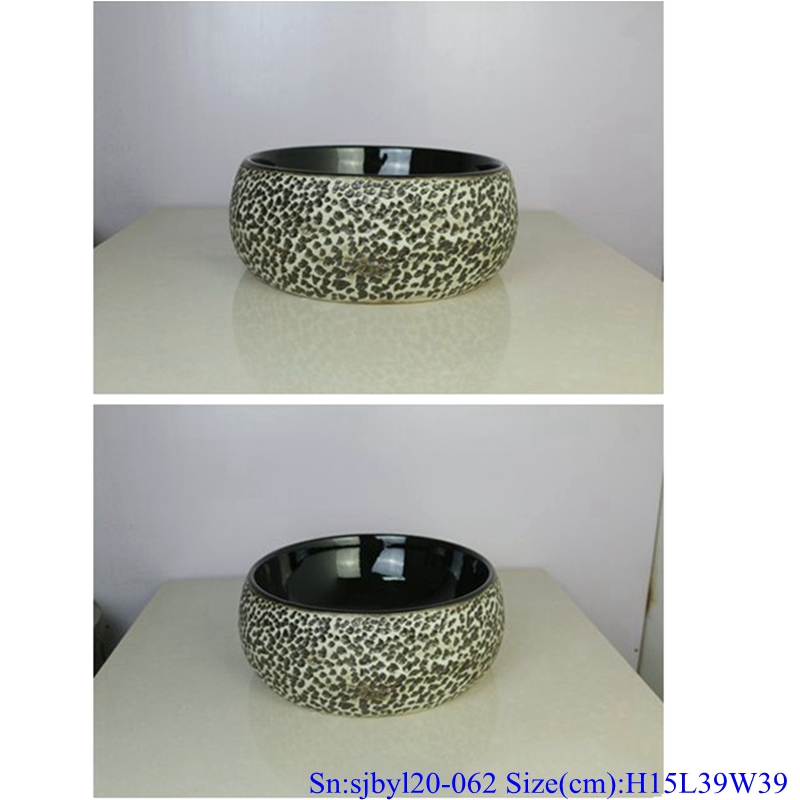 sjbyl20-062-乌金石块90 sjby120-062Hand painted black gold stone wash basin in Shengjiang - shengjiang  ceramic  factory   porcelain art hand basin wash sink