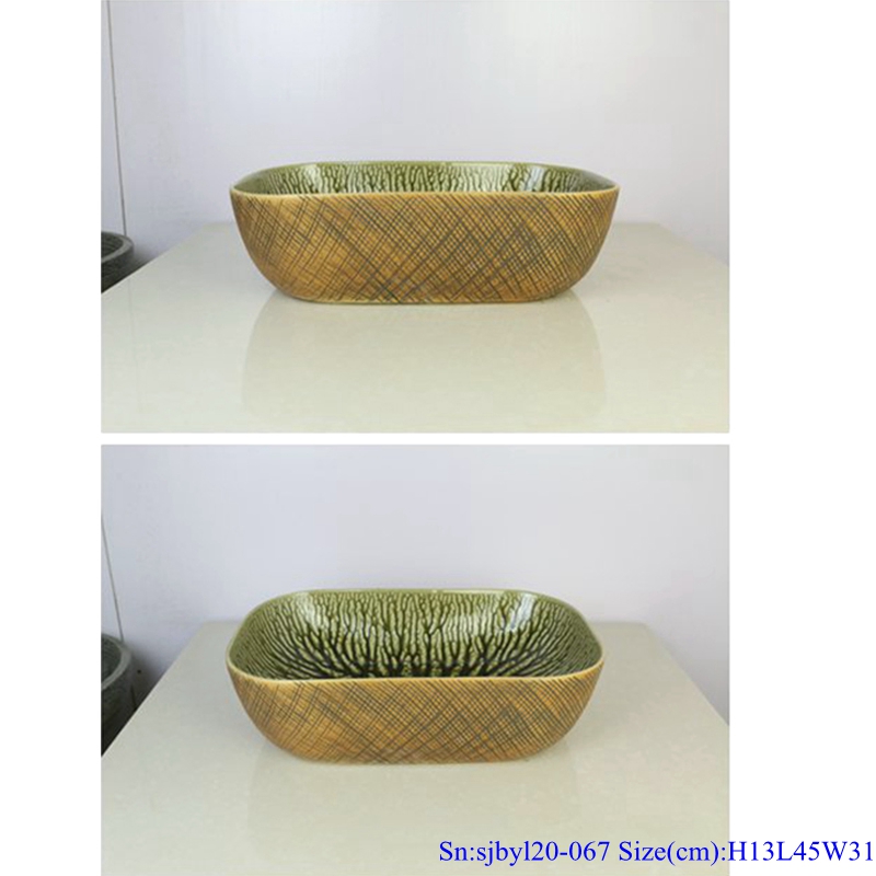 sjbyl20-067-网纹森林90 sjby120-067 Shengjiang hand painted net pattern forest washbasin - shengjiang  ceramic  factory   porcelain art hand basin wash sink