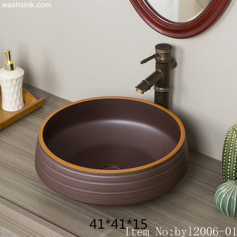 byl2006-01 byl2006-01 Handmade Jingdezhen wooden round ceramic wash basin - shengjiang  ceramic  factory   porcelain art hand basin wash sink