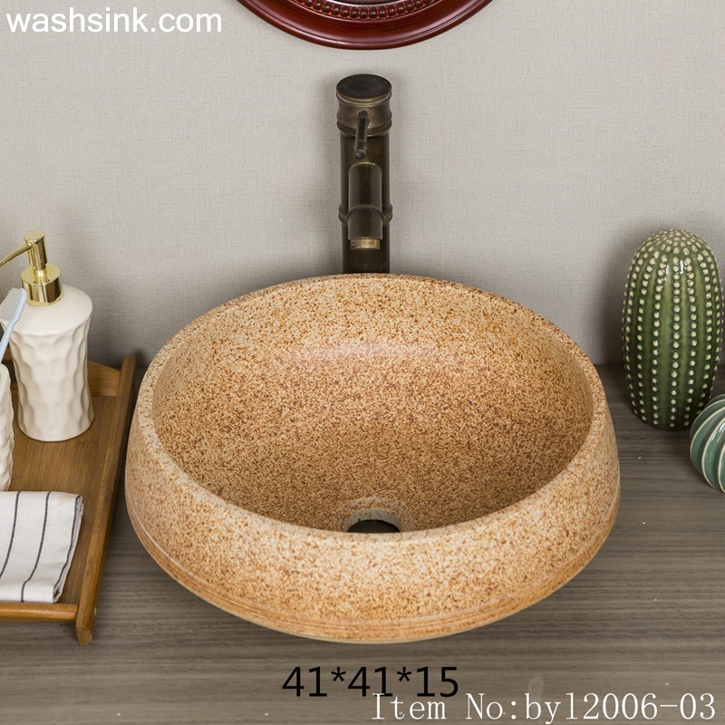 byl2006-03 byl2006-03 Jingdezhen beach sand grain round ceramic wash basin - shengjiang  ceramic  factory   porcelain art hand basin wash sink