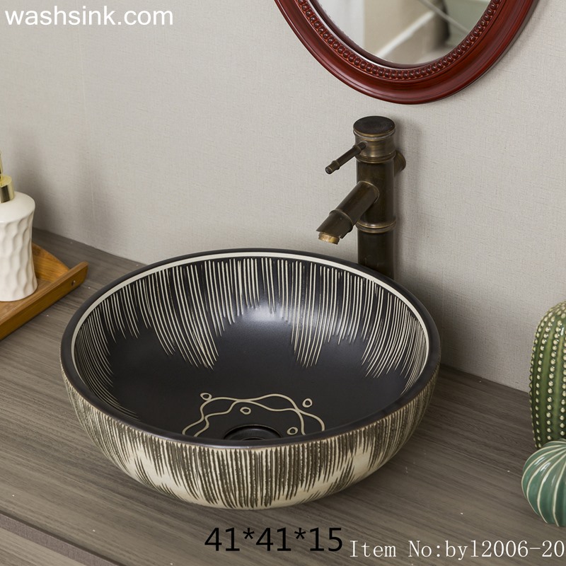 byl2006-20 byl2006-20 Shengjiang hand-painted creative flower pattern circular ceramic washbasin - shengjiang  ceramic  factory   porcelain art hand basin wash sink