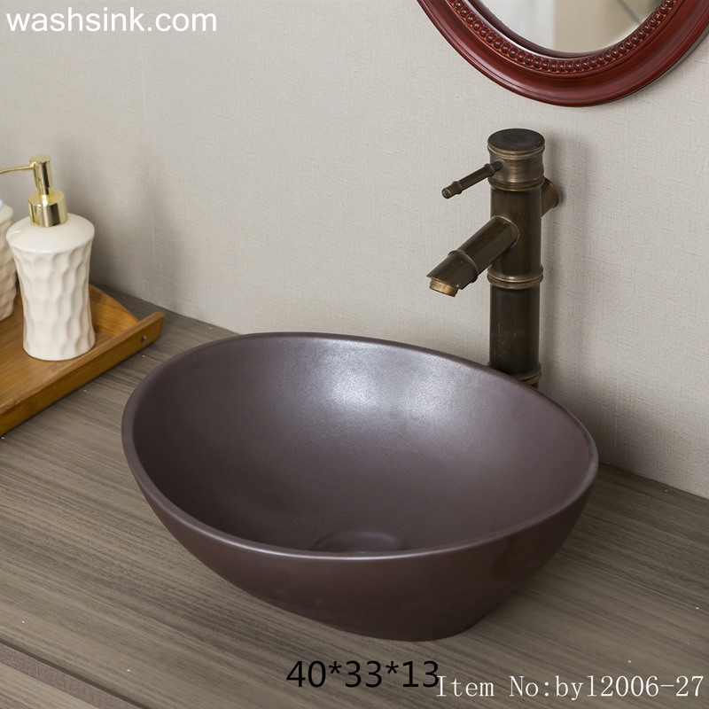 byl2006-27 byl2006-27 Shengjiang Jingdezhen oval plain black brown ceramic washbasin - shengjiang  ceramic  factory   porcelain art hand basin wash sink