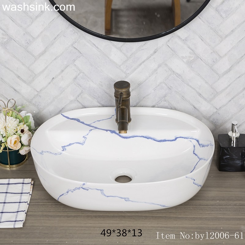 byl2006-61-1 byl2006-61 Shengjiang handmade glazed white washbasin with crack pattern - shengjiang  ceramic  factory   porcelain art hand basin wash sink