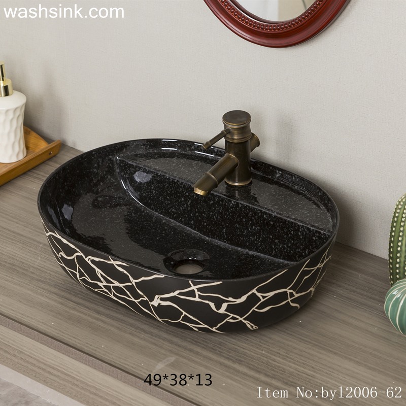 byl2006-62-1 byl2006-62 Shengjiang Handmade Black washbasin with crack pattern - shengjiang  ceramic  factory   porcelain art hand basin wash sink