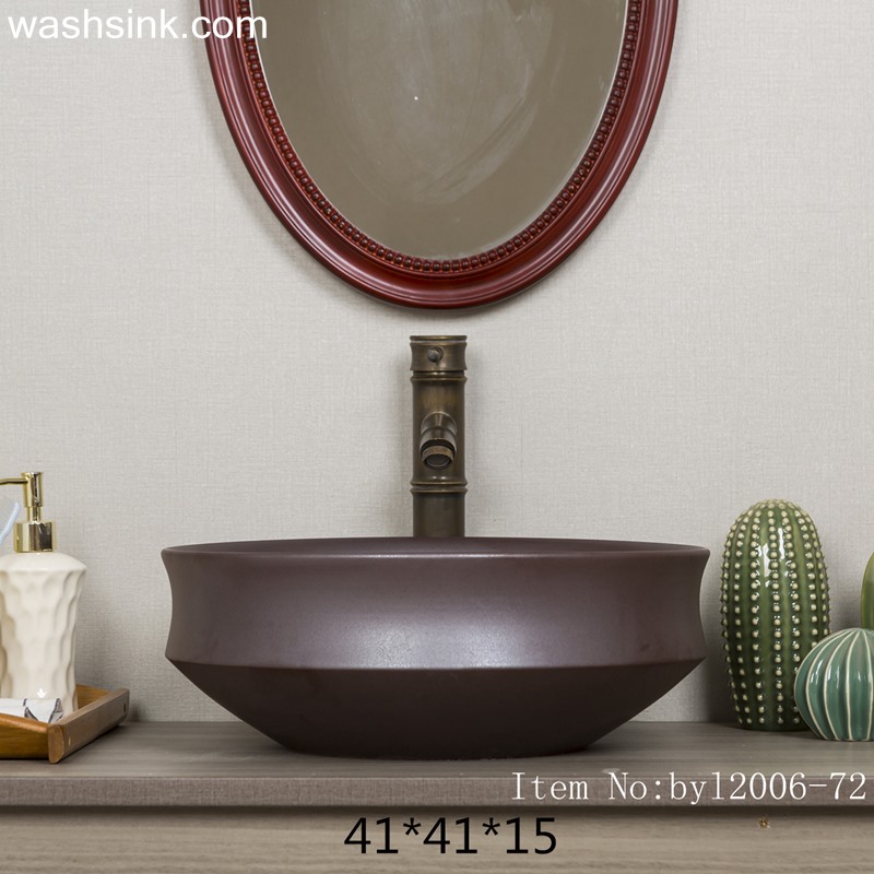 byl2006-72-1 byl2006-72 Jingdezhen matte black brown ceramic washbasin - shengjiang  ceramic  factory   porcelain art hand basin wash sink