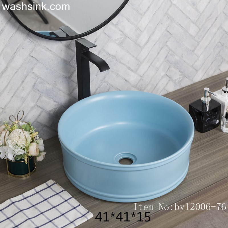 byl2006-76-1 byl2006-76 Shengjiang blue round washbasin with circular - shengjiang  ceramic  factory   porcelain art hand basin wash sink