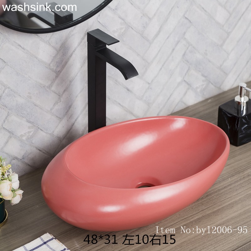 byl2006-95-1 byl2006-95 Jingdezhen exquisite matte date pink creative ceramic washbasin - shengjiang  ceramic  factory   porcelain art hand basin wash sink
