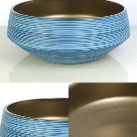 sjby120-092 Jingdezhen hand painted matte gold blue-coil wash basin