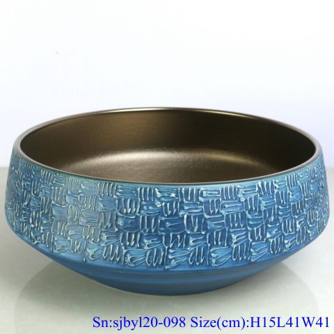 sjby120-098 Jingdezhen blue texture pattern washbasin