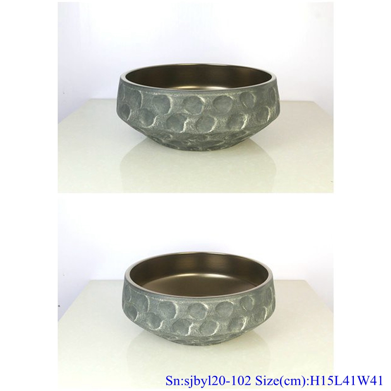 sjbyl20-102-台盆-金属釉和电镀系列-铜矿 sjby120-102 Jingdezhen copper mine pattern washbasin - shengjiang  ceramic  factory   porcelain art hand basin wash sink