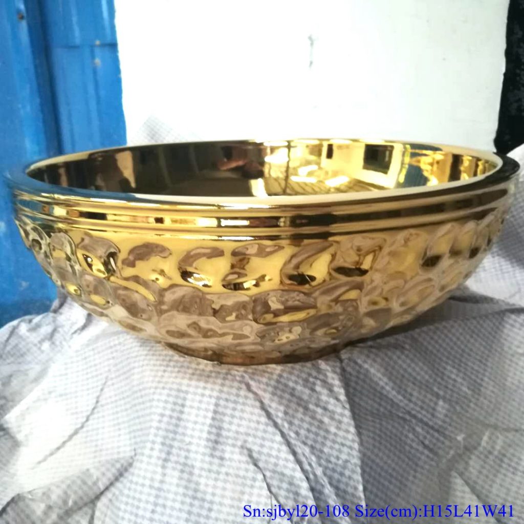 sjbyl20-108-台盆-金属釉和电镀系列-束口金岩刻3-1024x1024 sjby120-108 Shengjiang Handmade Gold irregular rock pattern washbasin - shengjiang  ceramic  factory   porcelain art hand basin wash sink