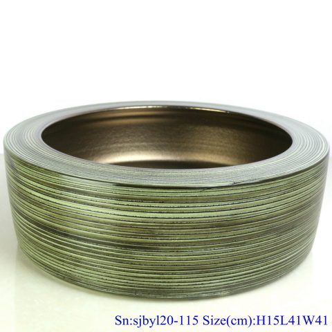 sjby120-115 Jingdezhen inner gold coil pattern washbasin