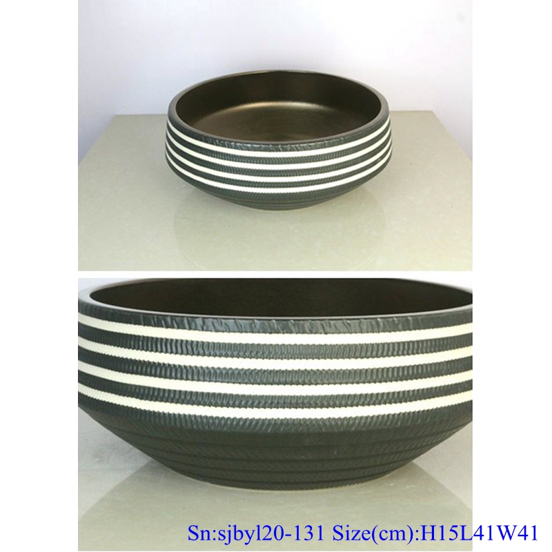sjbyl20-131-台盆-金属釉和电镀系列-金属弹簧片 sjby120-131 Jingdezhen ceramic washbasin with metal spring leaf pattern - shengjiang  ceramic  factory   porcelain art hand basin wash sink