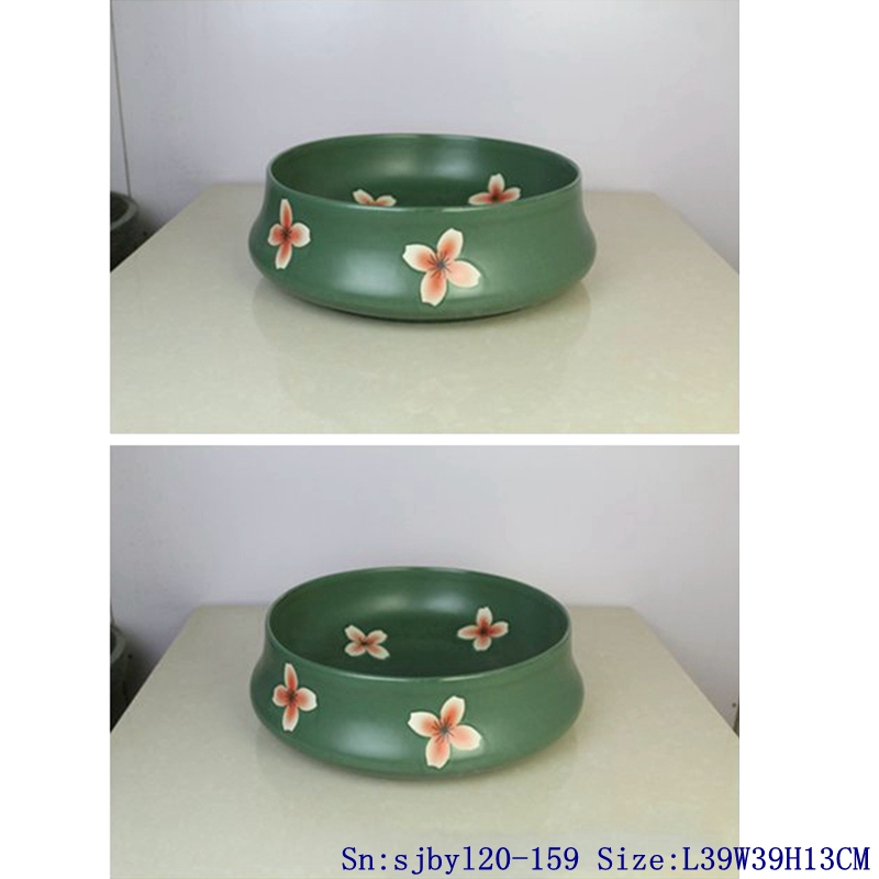 sjbyl20-159-四瓣红花100-1 sjby120-159 Shengjiang special four petal safflower design washbasin - shengjiang  ceramic  factory   porcelain art hand basin wash sink