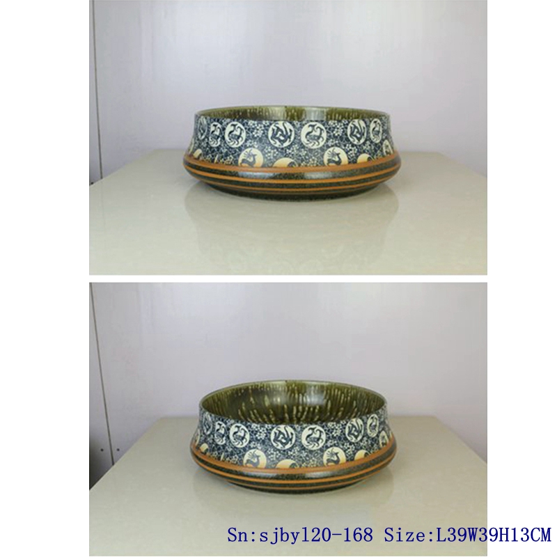 sjbyl20-168-森林动物 sjby120-168 Jingdezhen forest animal pattern washbasin - shengjiang  ceramic  factory   porcelain art hand basin wash sink
