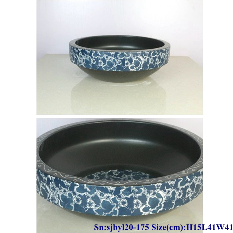 sjbyl20-175-泡沫花 sjby120-175 Jingdezhen wash basin with wave and flower patterns - shengjiang  ceramic  factory   porcelain art hand basin wash sink