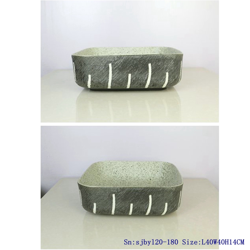sjbyl20-180-墨点白丝线100 sjby120-180 Jingdezhen wash basin with white silk thread pattern - shengjiang  ceramic  factory   porcelain art hand basin wash sink