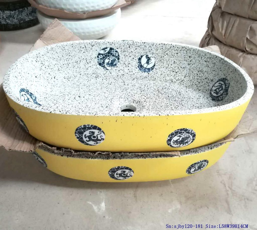 sjbyl20-181-墨点12生肖外黄-1024x916 sjby120-181 Jingdezhen wash basin with white silk thread pattern - shengjiang  ceramic  factory   porcelain art hand basin wash sink